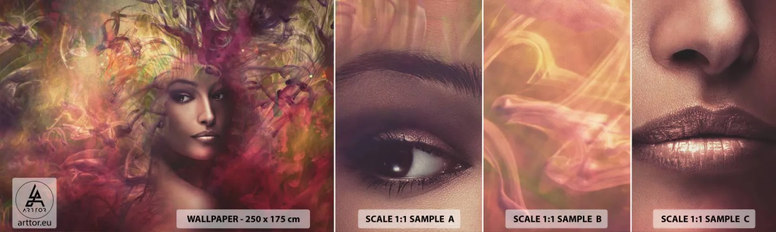 Fototapeten Muster Selbstklebend Deluxe Sticker - Ich bin hier! - Frau, Das Gesicht einer Frau, Körper - 100x30 cm