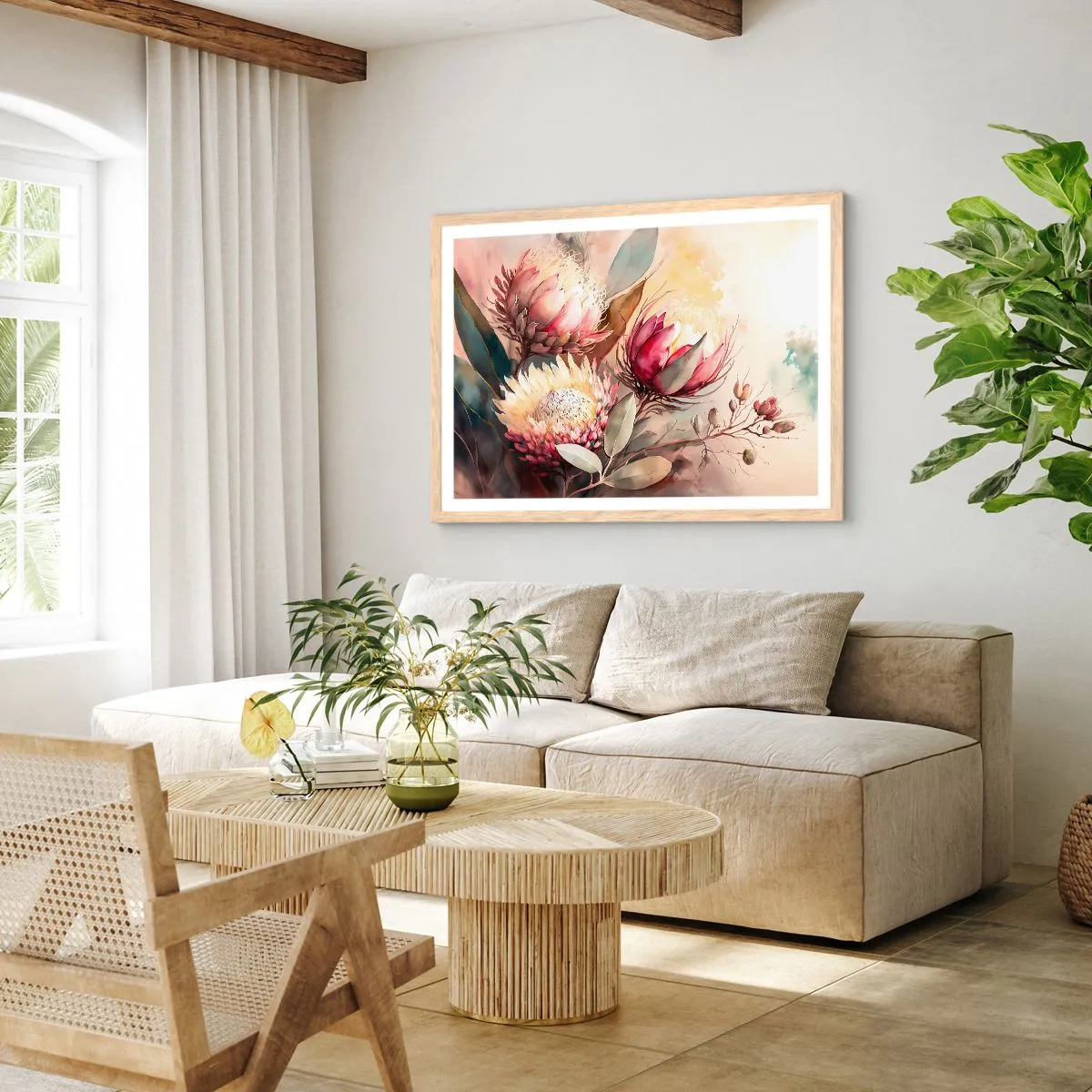 Poster in einem Rahmen aus heller Eiche - Im Profil und en face - 91x61 cm