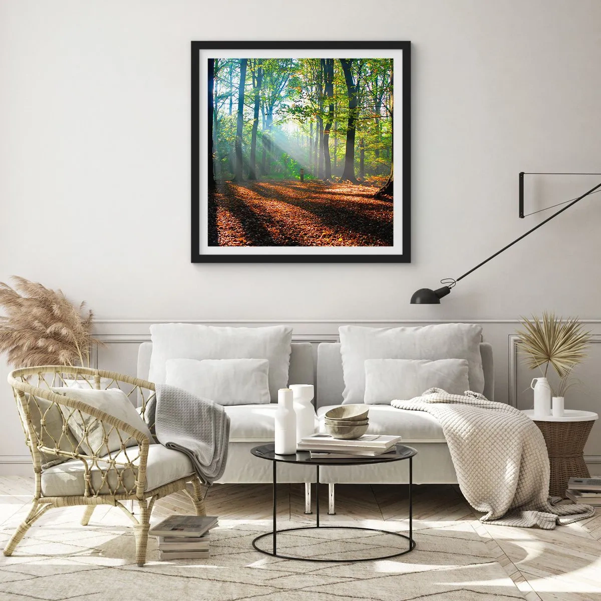 Poster in einem schwarzem Rahmen - Licht und Schatten - 60x60 cm