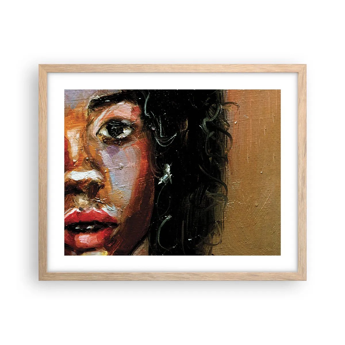 Poster in einem Rahmen aus heller Eiche - Schwarz und Glanz - 50x40 cm
