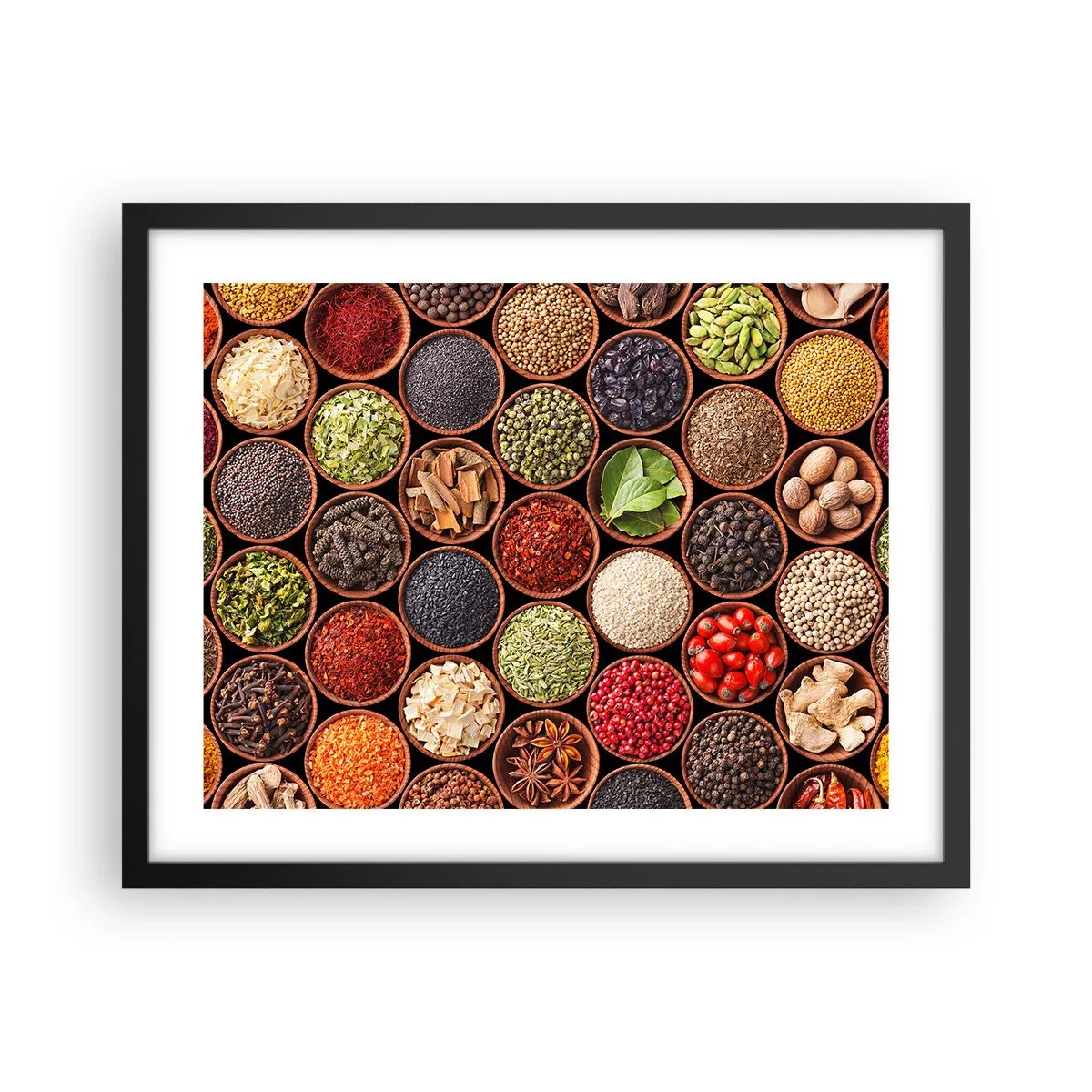 Poster in einem schwarzem Rahmen - Alle Aromen der Welt - 50x40 cm