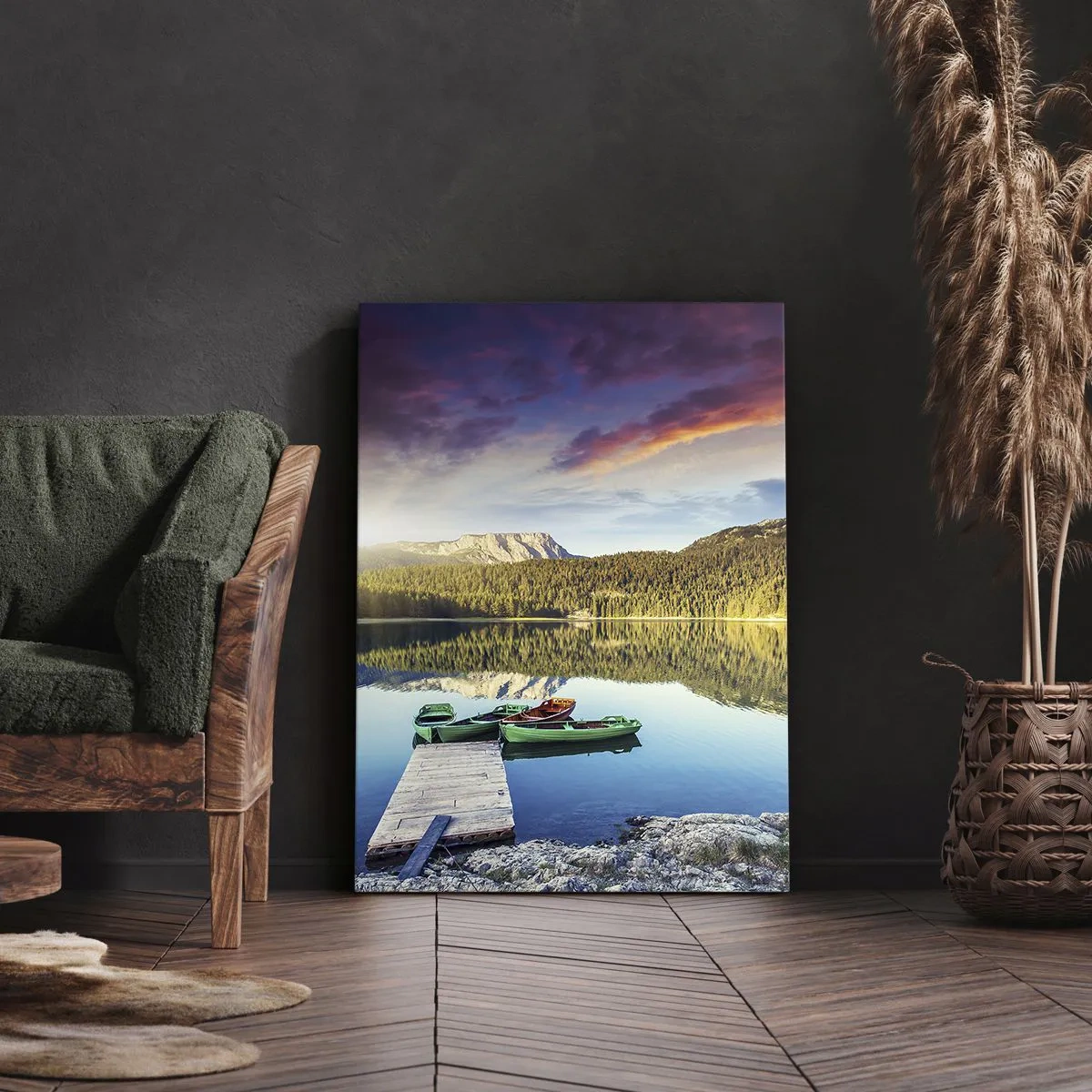 Bild auf Leinwand - Leinwandbild - Glatt wie ein Spiegel über dem Wasser - 55x100 cm