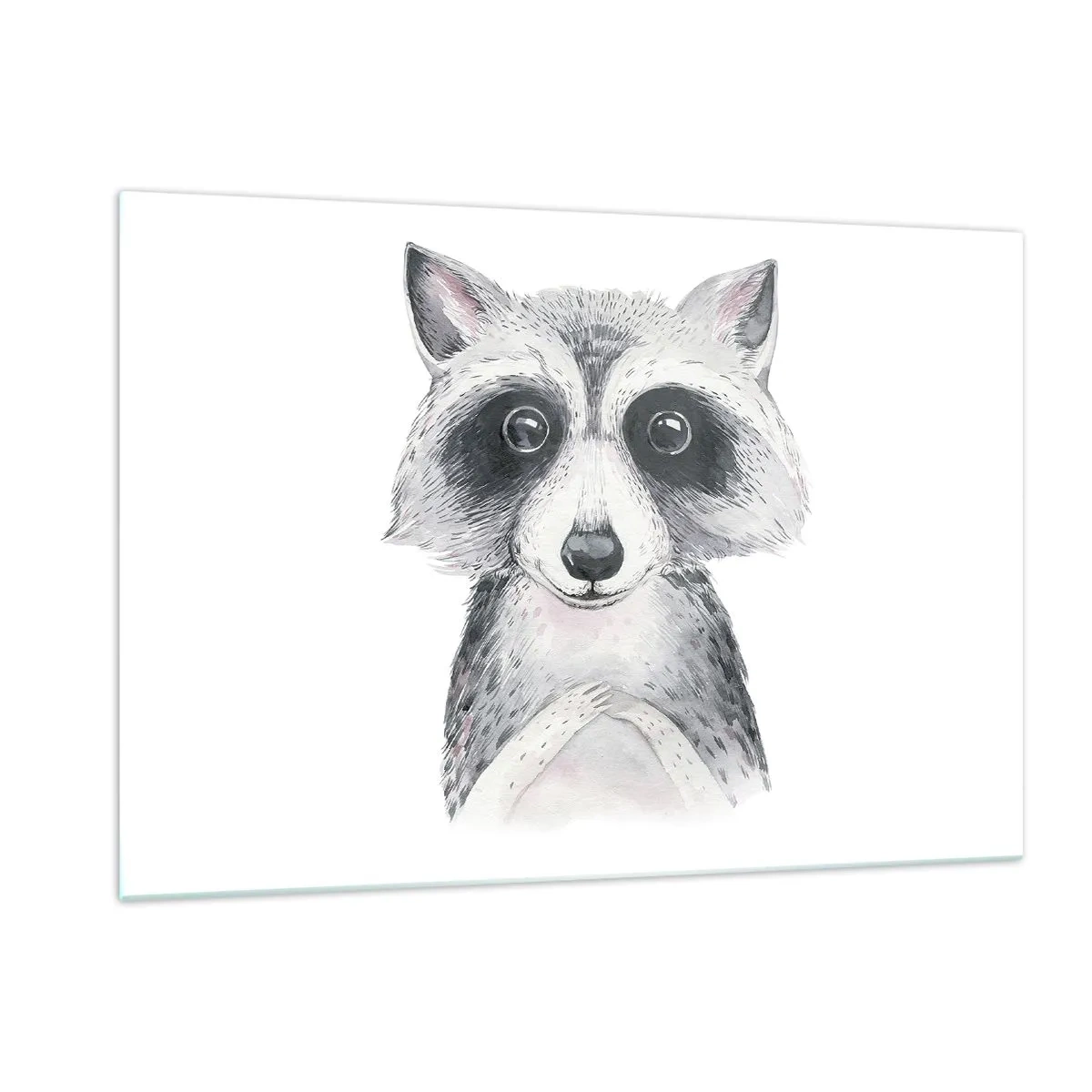 Glasbild - Bild auf glas - Porträt eines Marderhundes in Schwarz und Weiß - 120x80cm - Ein Moment zum Bewegen - Moderne Wanddekoration für Wohnzimmer und Schlafzimmer ARTTOR