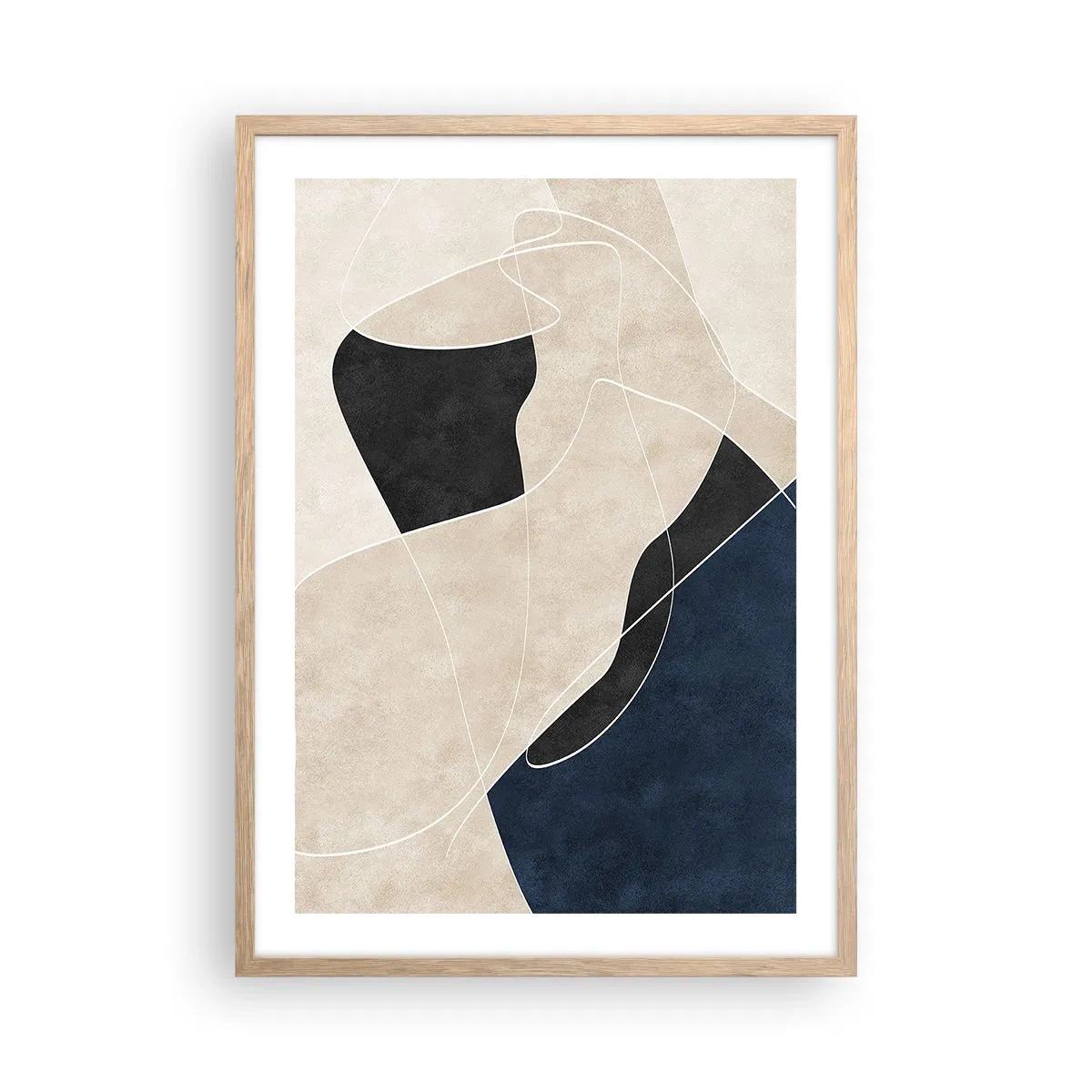 Poster in einem Rahmen aus heller Eiche - Abstrakte Komposition – Farbkontrast - 50x70 cm