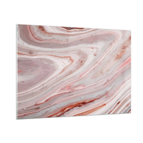 Glasbild - Bild auf glas - Abstraktes Muster in Rosa- und Brauntönen - 100x70cm - Rosa Flüssigkeit - Moderne Wanddekoration für Wohnzimmer und Schlafzimmer ARTTOR