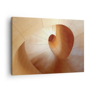 Bild auf Leinwand - Leinwandbild - Abstrakte Spirale in Holz- und Hellbrauntönen - 70x50cm - Architektonische Serpentine - Moderne Wanddekoration für Wohnzimmer und Schlafzimmer ARTTOR