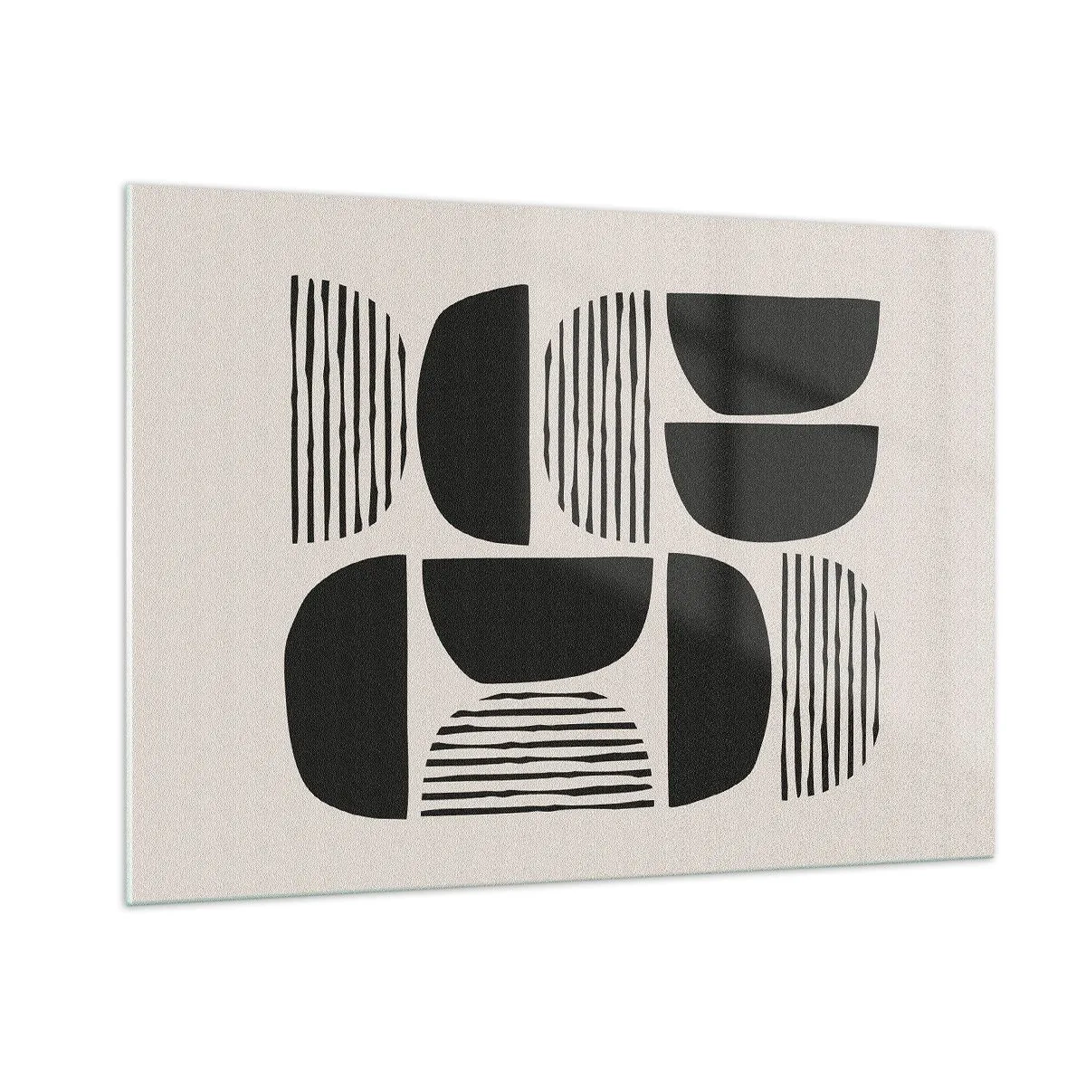 Glasbild - Bild auf glas - Abstrakte Komposition geometrischer Formen mit Linien - 100x70cm - Halbherzige Deals - Moderne Wanddekoration für Wohnzimmer und Schlafzimmer ARTTOR