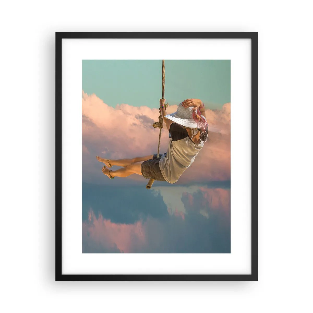 Poster in einem schwarzem Rahmen - Spaß in den Wolken - 40x50 cm