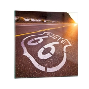 Glasbild - Bild auf glas - Die berühmte Straße 66 - 70x70 cm