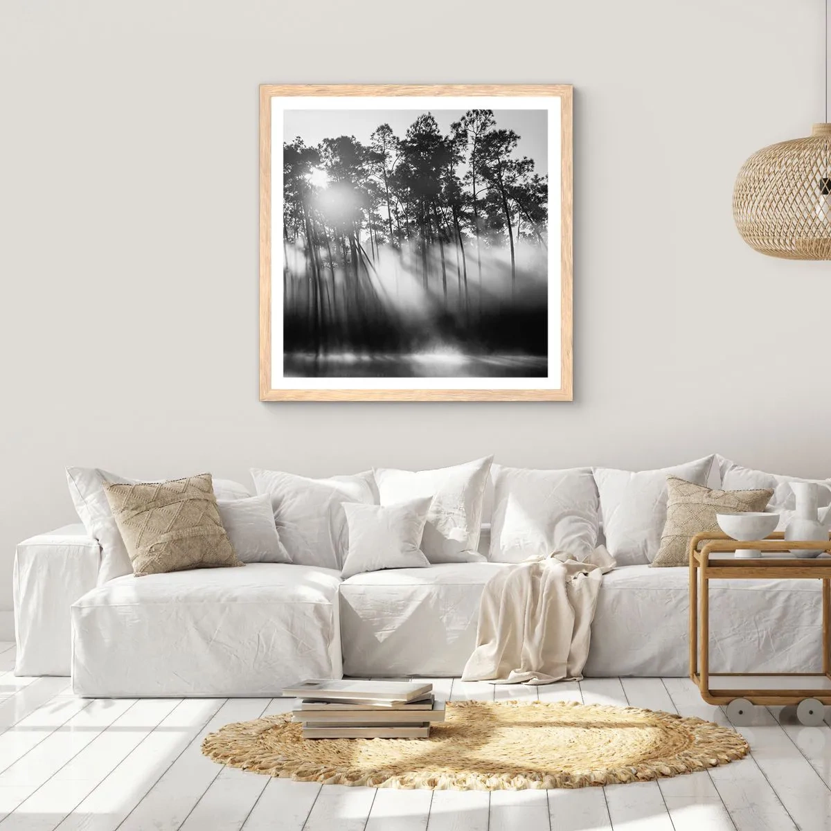 Poster in einem Rahmen aus heller Eiche - Unaufhaltsame Sonne - 30x30 cm