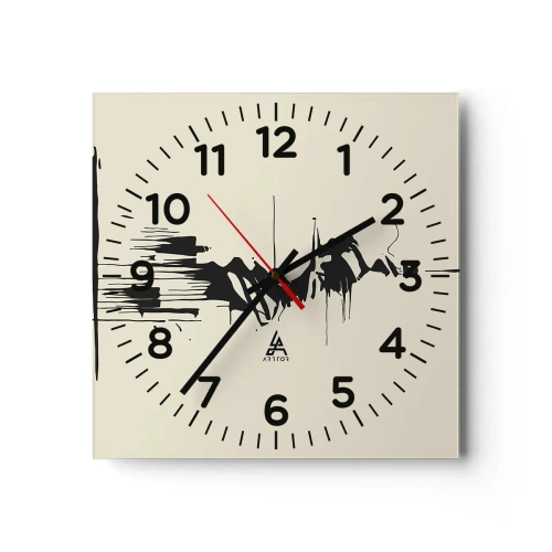 Wanduhr - Glasuhr - Hastige Abstraktion - 30x30 cm