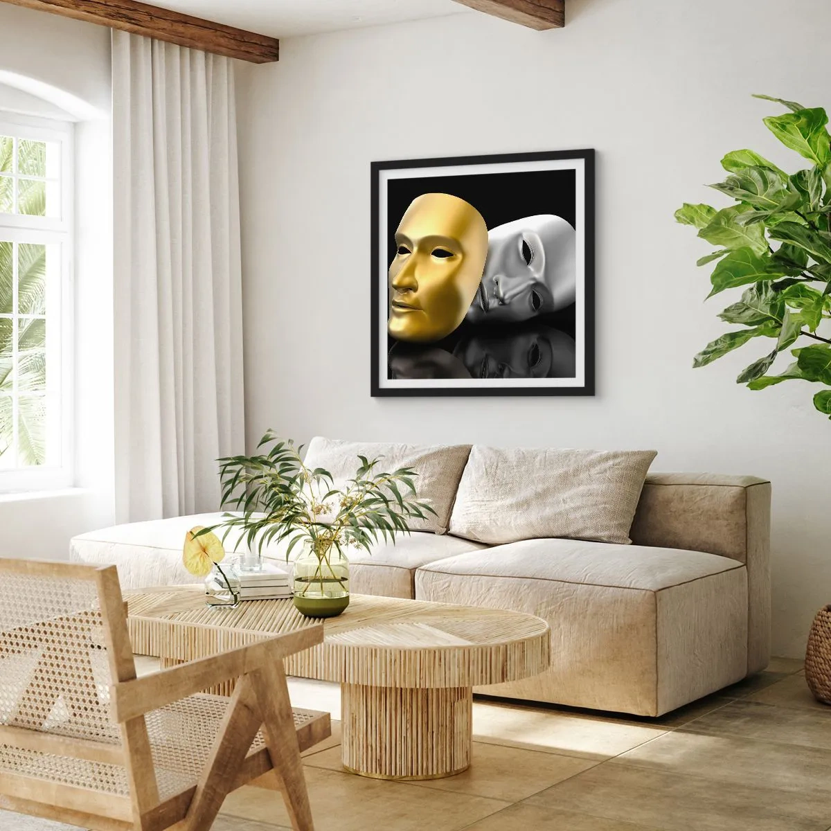 Poster in einem schwarzem Rahmen - Das Leben ist wie ein Theater - 60x60 cm