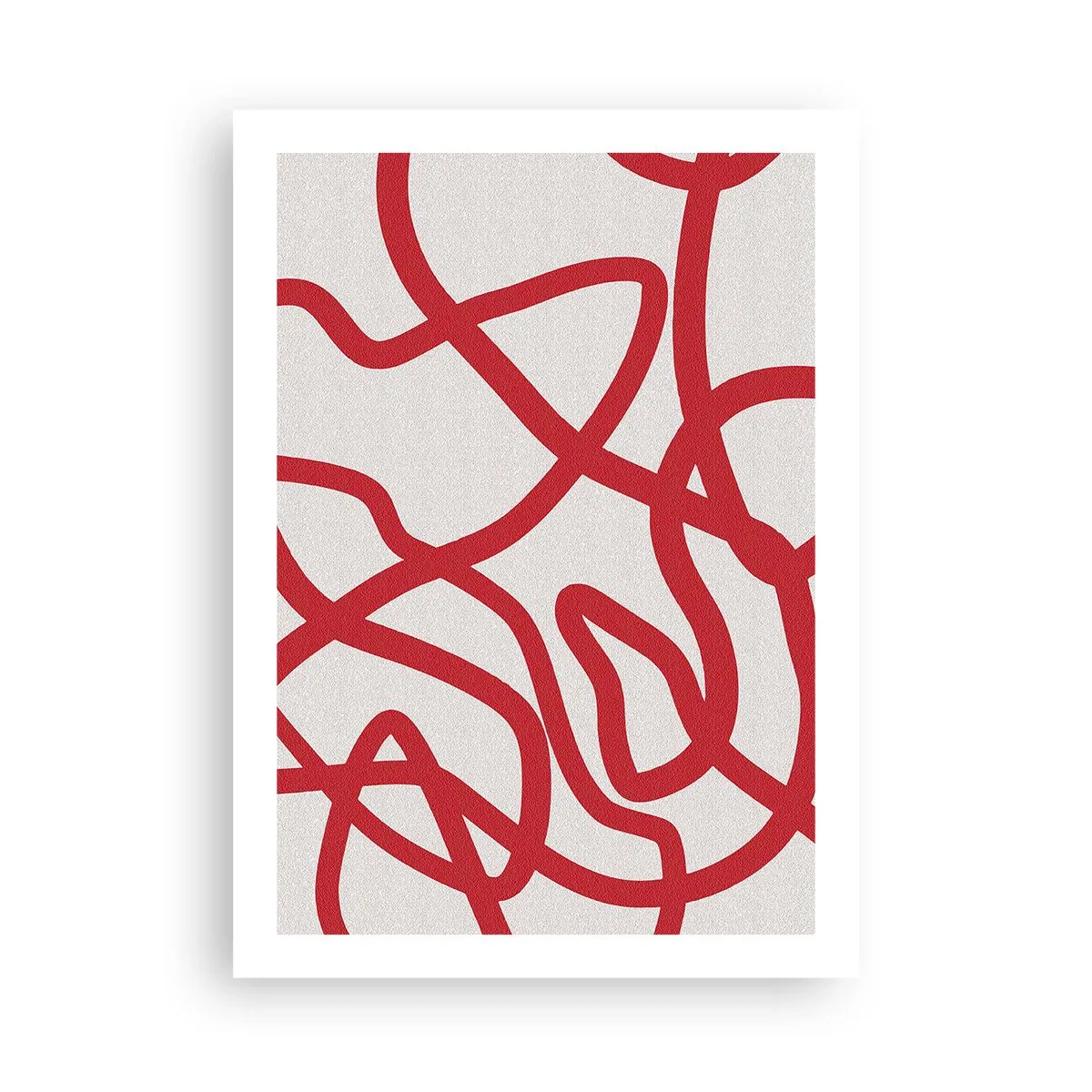Poster - Abstrakte Komposition aus dynamischen roten Linien auf hellem Hintergrund. - 50x70cm - Rot auf Weiß - Moderne Wanddekoration für Wohnzimmer und Schlafzimmer ARTTOR