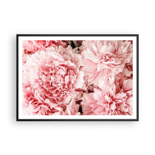 Poster in einem schwarzem Rahmen - Zarte rosa Pfingstrosen in zartem Ambiente - 100x70cm - Rosa Traum - Moderne Wanddekoration für Wohnzimmer und Schlafzimmer ARTTOR