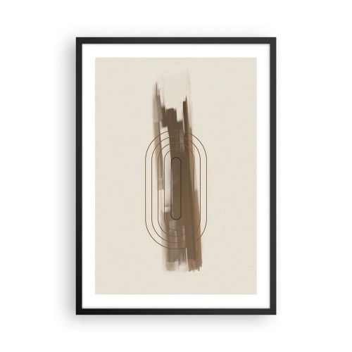 Poster in einem schwarzem Rahmen - Geometrische Form in Braun- und Beigetönen - 50x70cm - Ein Hauch von Grau - Moderne Wanddekoration für Wohnzimmer und Schlafzimmer ARTTOR