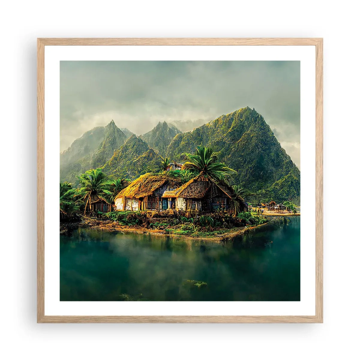 Poster in einem Rahmen aus heller Eiche - Tropisches Paradies - 60x60 cm