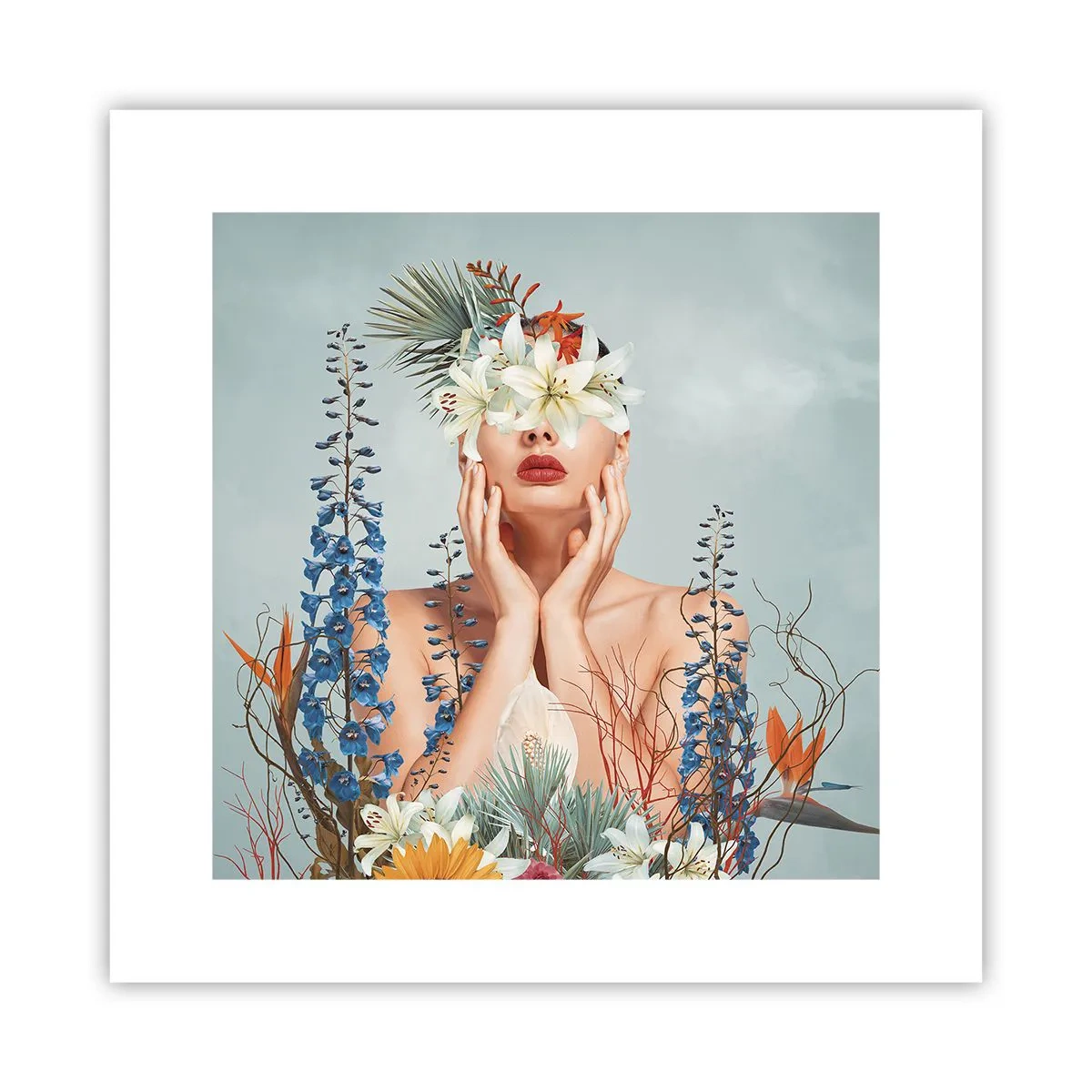 Poster - Frau - Blume - 30x30 cm