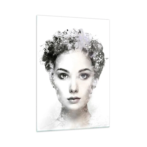 Glasbild - Bild auf glas - Frauengesicht im Aquarellstil auf weißem Hintergrund - 50x70cm - Ein äußerst stilvolles Portrait - Moderne Wanddekoration für Wohnzimmer und Schlafzimmer ARTTOR