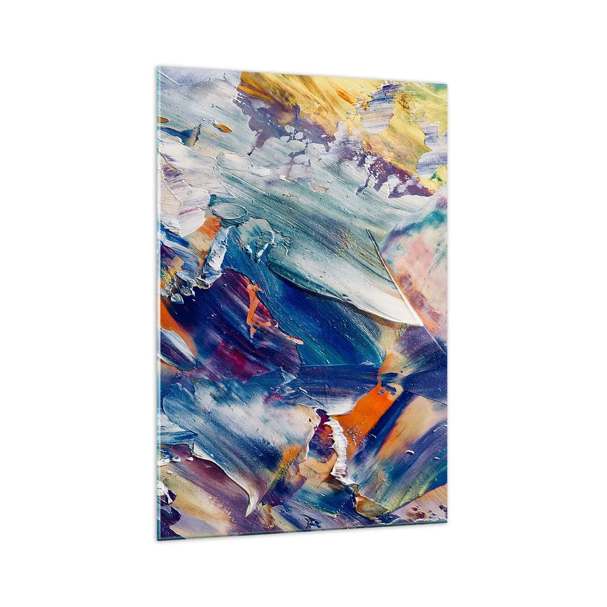 Glasbild - Bild auf glas - Bunte Abstraktion mit Acrylfarbe Textur - 70x100cm - Farbverwirrung - Moderne Wanddekoration für Wohnzimmer und Schlafzimmer ARTTOR
