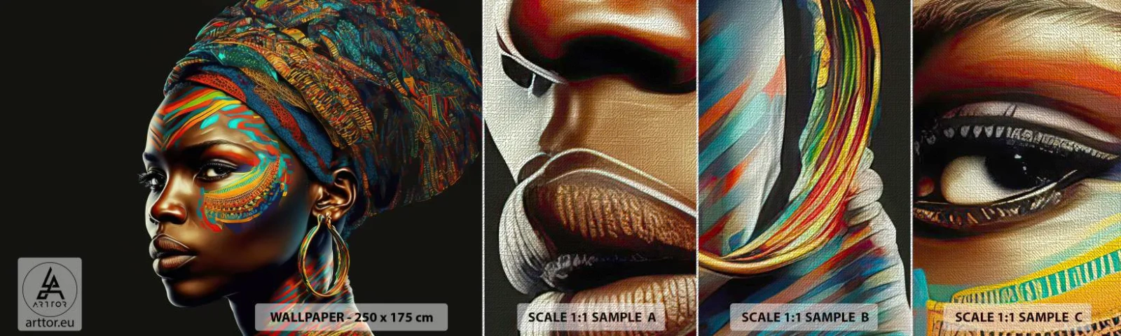 Fototapeten Muster Premium Canvas - Afrikanische Königin - Turban, Stämme, Afroamerikaner - 100x30 cm