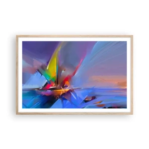 Poster in einem Rahmen aus heller Eiche - Propeller wie ein Vogel - 91x61 cm