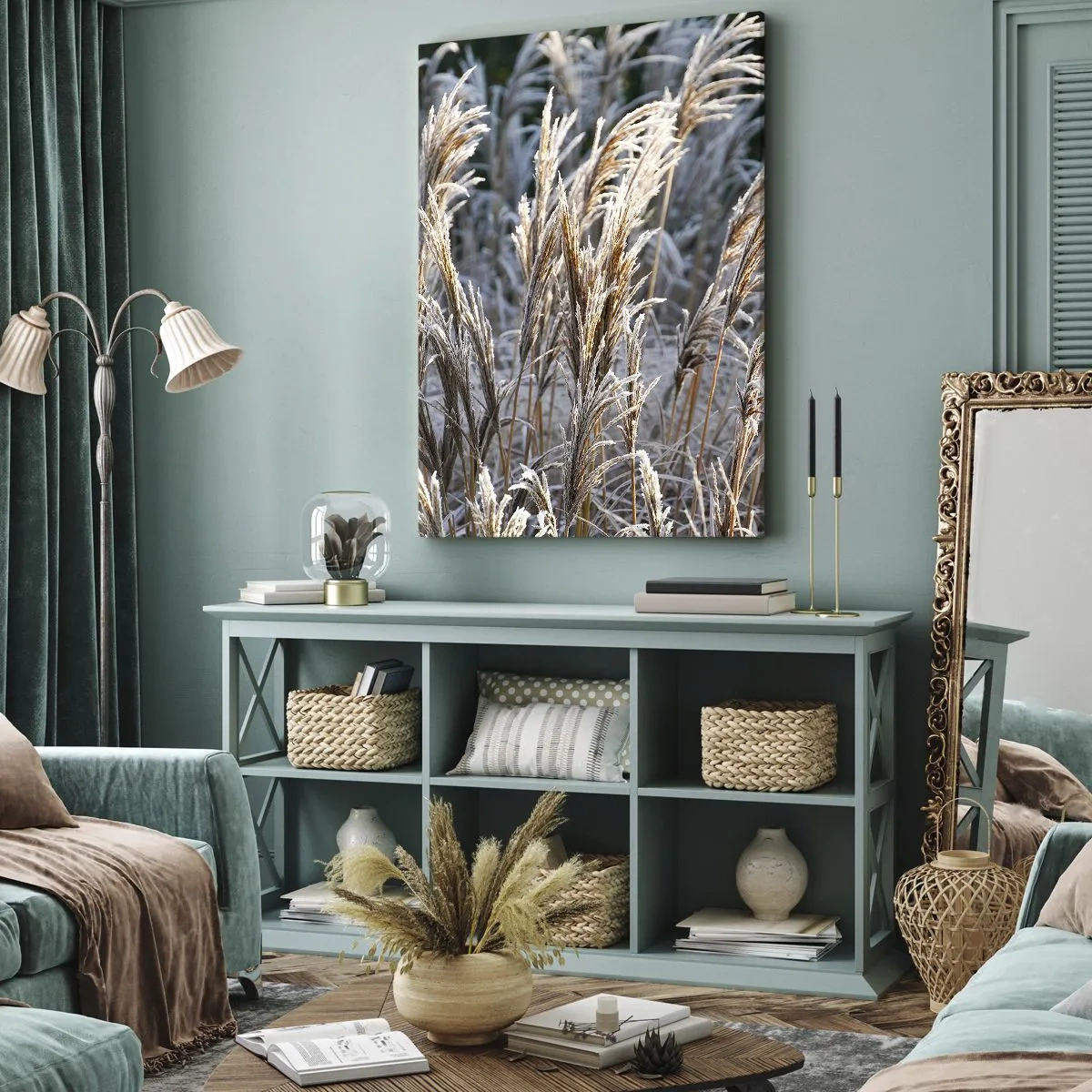 Bild auf Leinwand - Leinwandbild - Gekleidet mit Frost - 55x100 cm