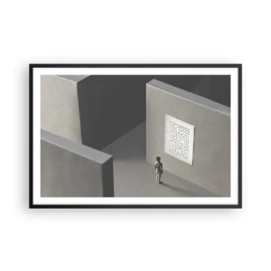 Poster in einem schwarzem Rahmen - Aber wo bin ich? - 91x61 cm