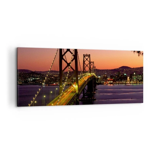 Bild auf Leinwand - Leinwandbild - Violetter Abend - 100x40 cm