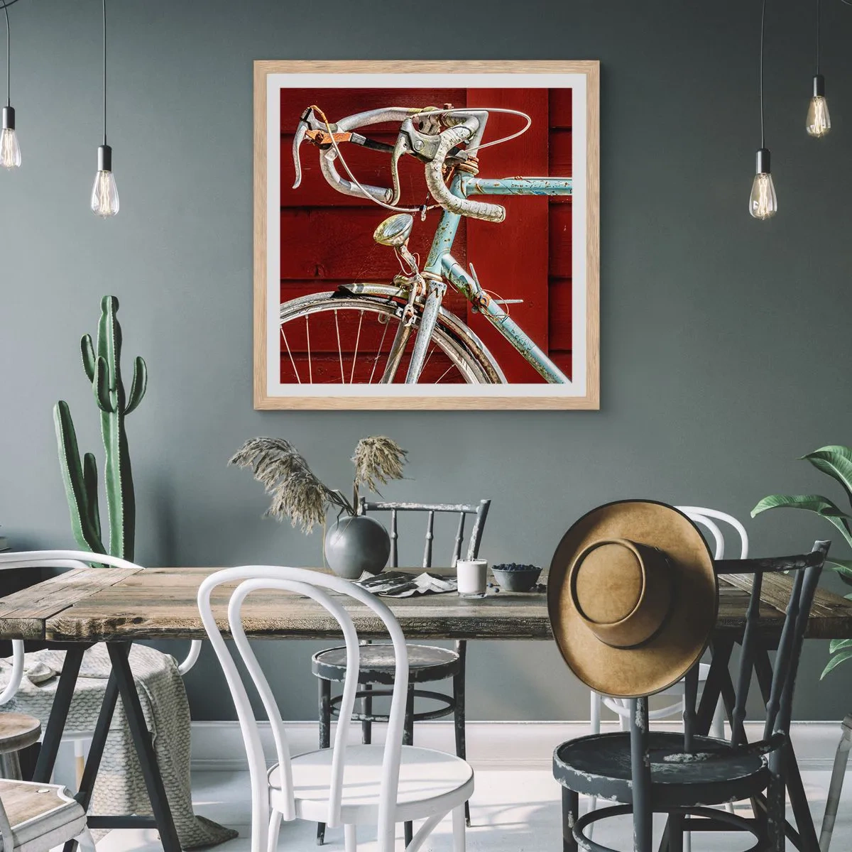 Poster in einem Rahmen aus heller Eiche - Geschaffen um zu siegen - 30x30 cm