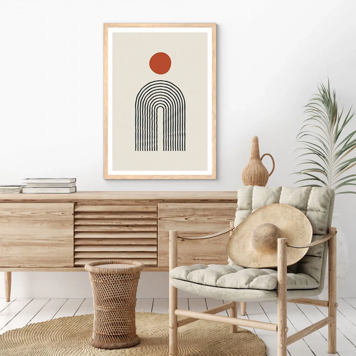 Poster in einem Rahmen aus heller Eiche - Magnetismus von Formen und Farben - 50x70 cm
