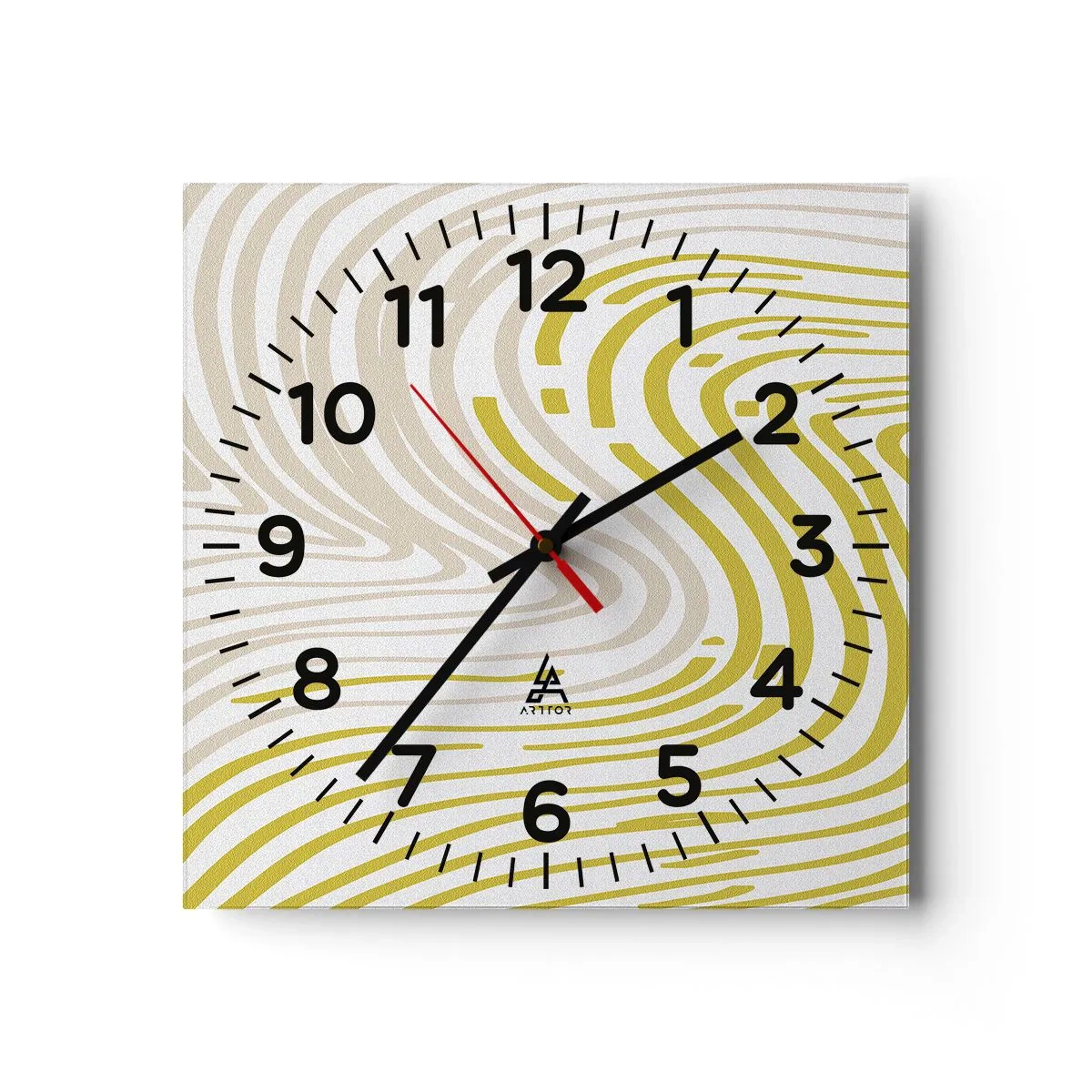 Wanduhr - Glasuhr - Komposition mit sanfter Biegung - 30x30 cm