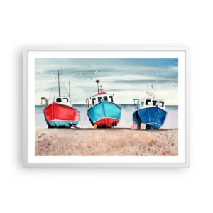 Poster in einem weißen Rahmen - Bereit zum Fang - 70x50 cm
