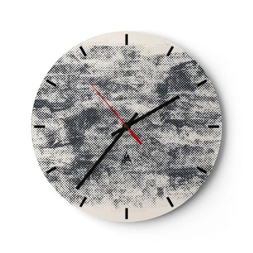 Wanduhr - Glasuhr - Schwarz-Weiß-Textur mit Raster-Mesh-Effekt - 30x30cm - Nebelige Komposition - Moderne Wanddekoration für Wohnzimmer, Küche und Schlafzimmer ARTTOR