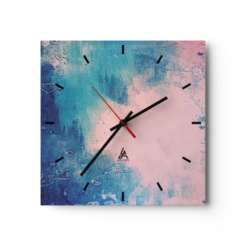 Wanduhr - Glasuhr - Abstrakte Textur in Rosa- und Blautönen - 30x30cm - Himmelsblaue Umarmungen - Moderne Wanddekoration für Wohnzimmer und Schlafzimmer ARTTOR