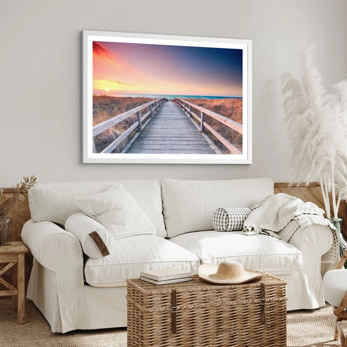 Poster in einem weißen Rahmen - Baltische Abend-Aurora - 50x40 cm