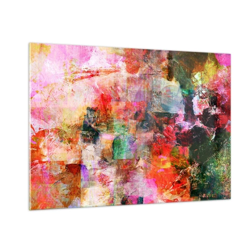 Glasbild - Bild auf glas - Bunte Abstraktion mit intensiven Farben - 100x70cm - Eine Reise durch die Rosen - Moderne Wanddekoration für Wohnzimmer und Schlafzimmer ARTTOR
