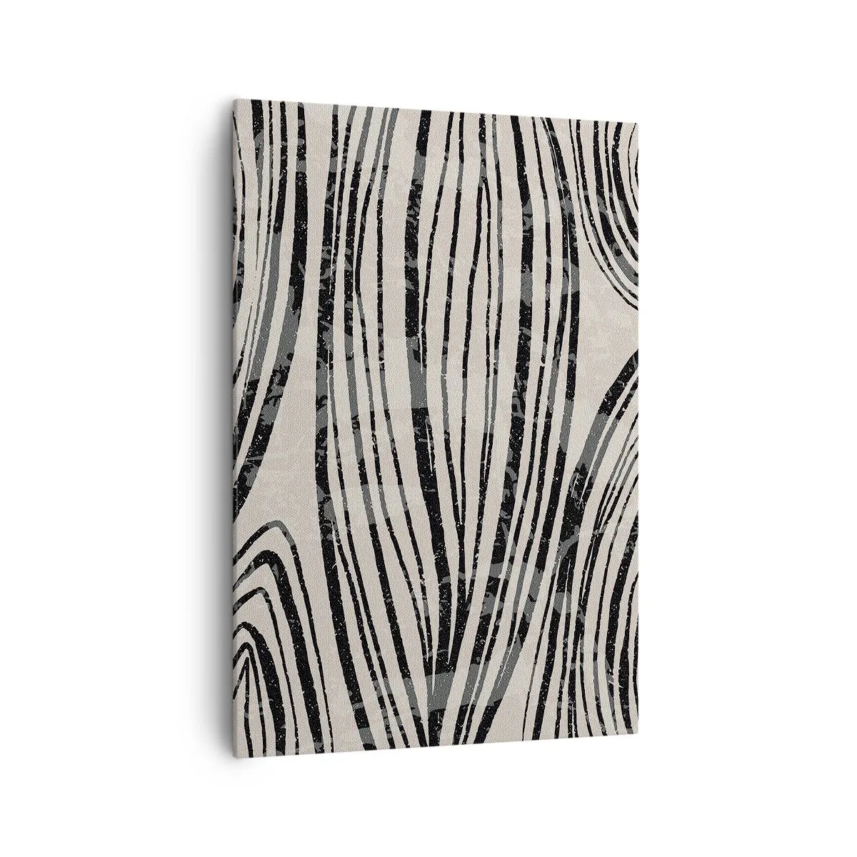 Bild auf Leinwand - Leinwandbild - Abstrakte Wellen in Schwarz-Weiß-Tönen - 70x100cm - Linienpool - Moderne Wanddekoration für Wohnzimmer und Schlafzimmer ARTTOR