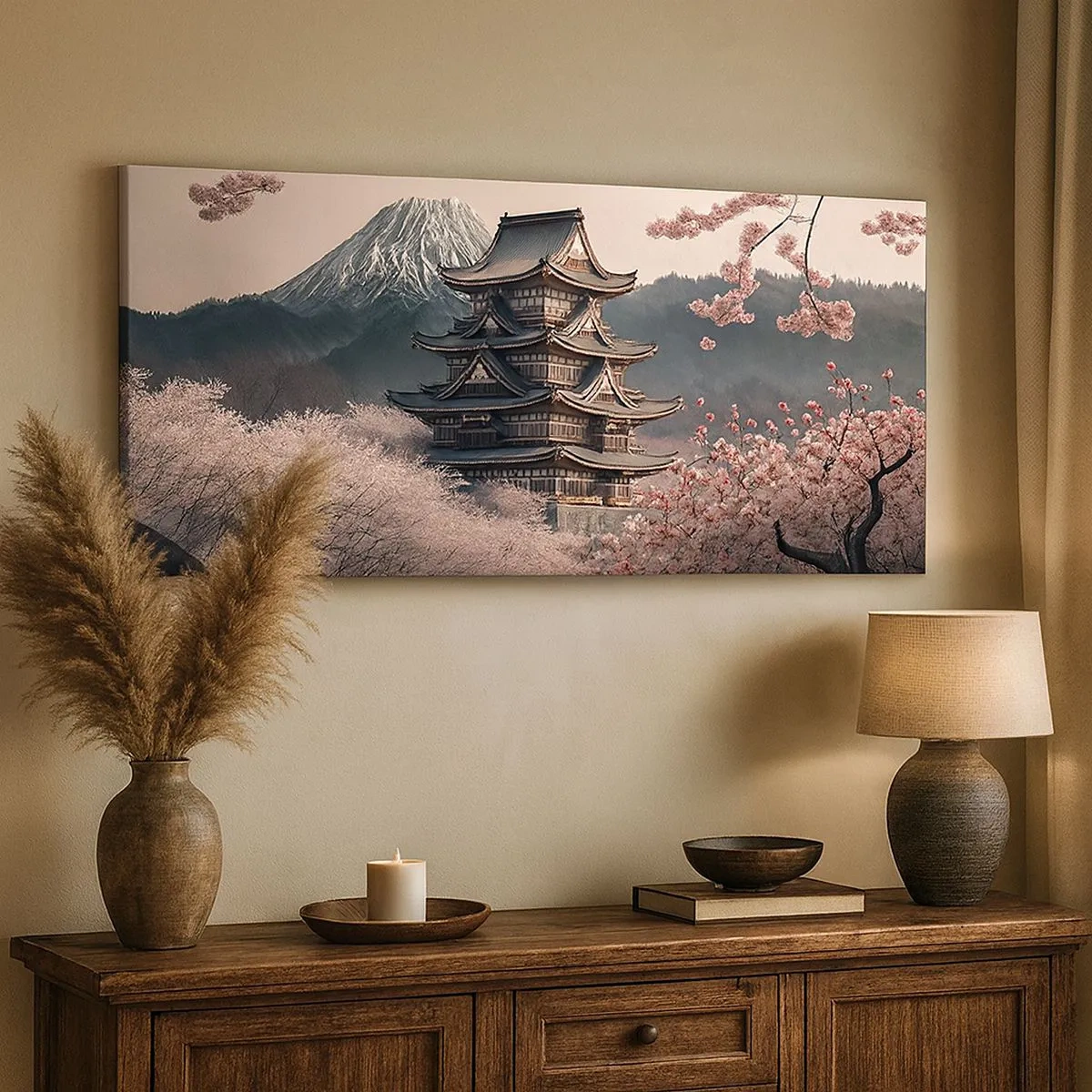 Bild auf Leinwand - Leinwandbild - Land der Kirschblüten - 100x40 cm