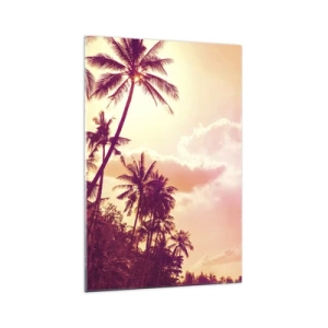 Glasbild - Bild auf glas - Palmen, beleuchtet von der untergehenden Sonne in einem tropischen Himmel - 70x100cm - Du musst auswählen - Moderne Wanddekoration für Wohnzimmer und Schlafzimmer ARTTOR
