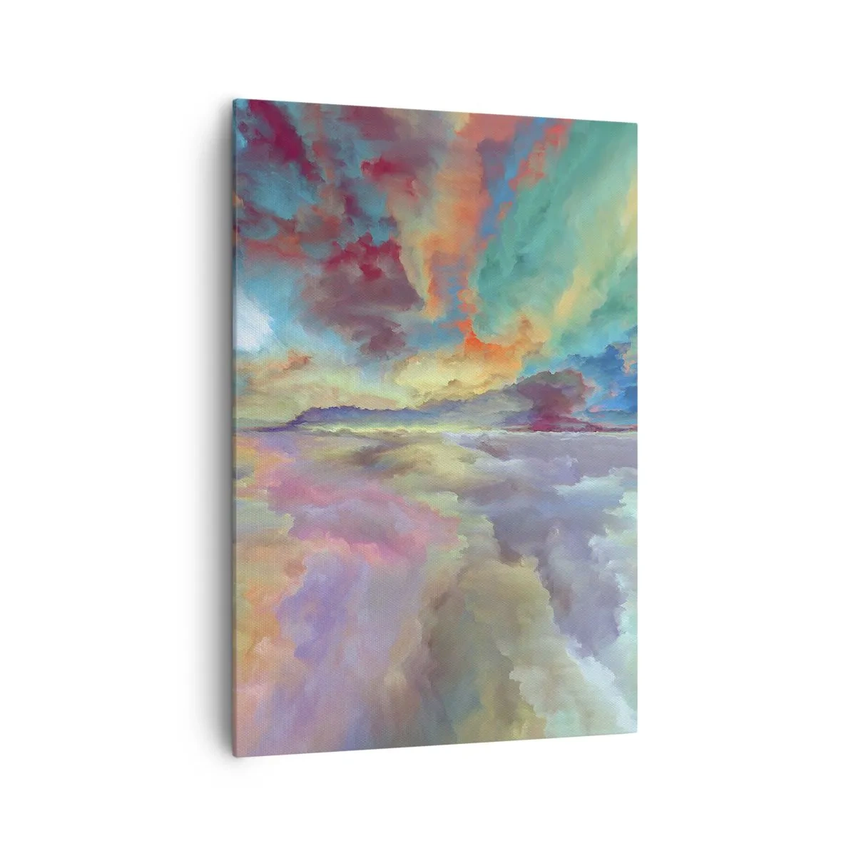 Bild auf Leinwand - Leinwandbild - Bunte Wolkenlandschaft im abstrakten Stil - 70x100cm - Zwei Himmel - Moderne Wanddekoration für Wohnzimmer und Schlafzimmer ARTTOR