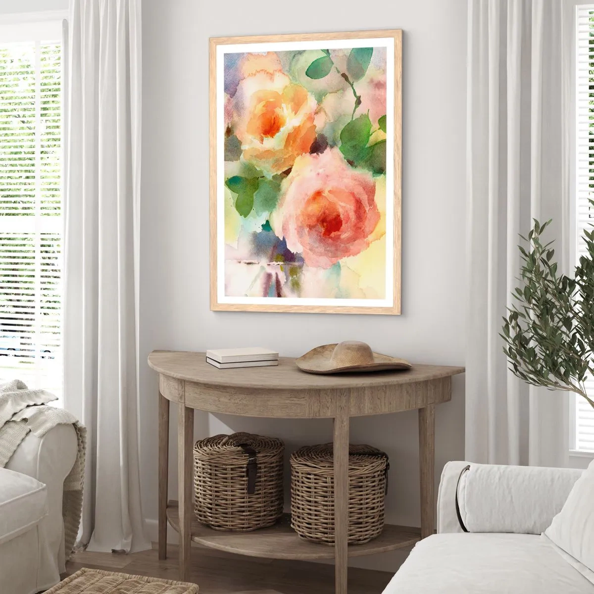 Poster in einem Rahmen aus heller Eiche - Zart wie Aquarell - 61x91 cm