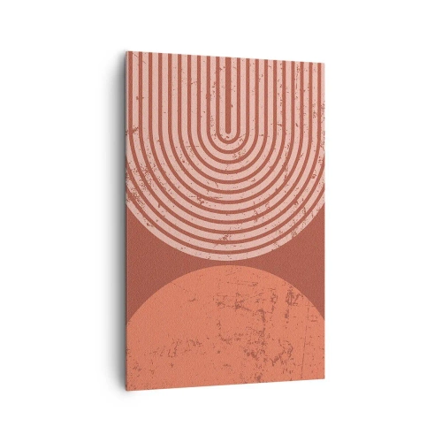 Bild auf Leinwand - Leinwandbild - Geometrische Muster in Terrakotta-Tönen auf Vintage-Hintergrund - 80x120cm - Enge Beziehung - Moderne Wanddekoration für Wohnzimmer und Schlafzimmer ARTTOR