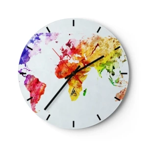 Wanduhr - Glasuhr - Alle Farben der Welt - 40x40 cm