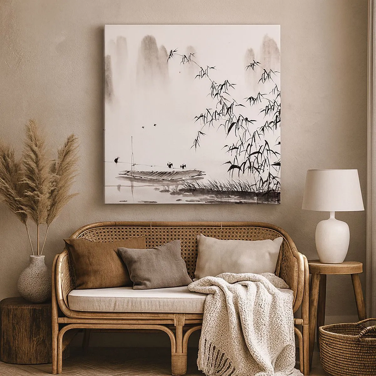 Bild auf Leinwand - Leinwandbild - Die Stille der Reisfelder - 30x30 cm