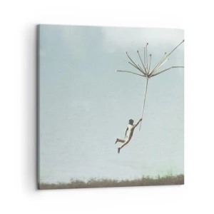 Bild auf Leinwand - Leinwandbild - Drachen, Löwenzahn, Wind - 50x50 cm