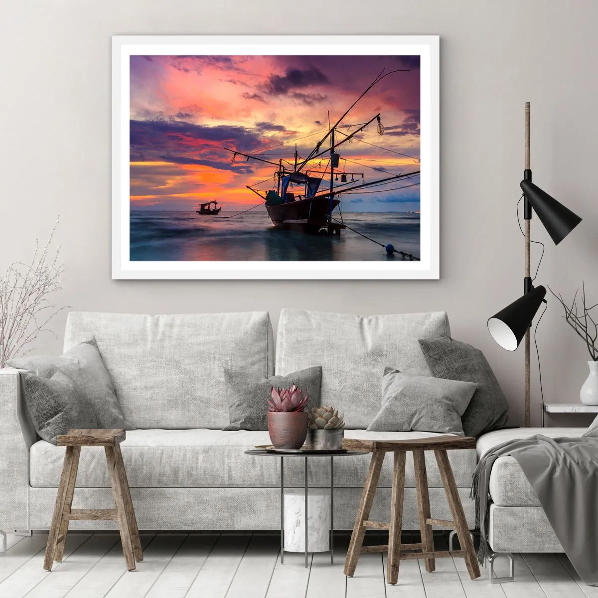Poster in einem weißen Rahmen - Exotischer Abend - 70x50 cm