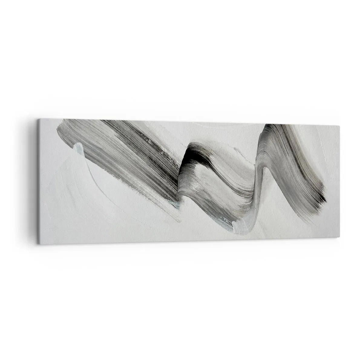 Bild auf Leinwand - Leinwandbild - Abstrakter schwarz-weißer Pinselstrich auf hellem Hintergrund - 140x50cm - Lässig zum Spaß - Moderne Wanddekoration für Wohnzimmer und Schlafzimmer ARTTOR