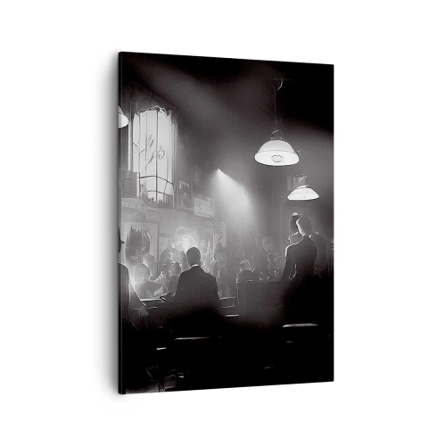 Bild auf Leinwand - Leinwandbild - Schwarz-weiße Jazz-Nachtclubszene - 50x70cm - In Jazz-Atmosphäre - Moderne Wanddekoration für Wohnzimmer und Schlafzimmer ARTTOR