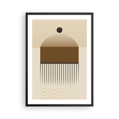 Poster in einem schwarzem Rahmen - Minimalistische Abstraktion in Braun- und Beigetönen - 50x70cm - Verschiedene Staaten - Moderne Wanddekoration für Wohnzimmer und Schlafzimmer ARTTOR