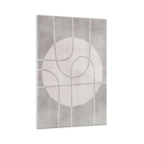 Glasbild - Bild auf glas - Geometrisches Muster in Grau- und Weißtönen - 70x100cm - Kreisförmig und geradeaus - Moderne Wanddekoration für Wohnzimmer und Schlafzimmer ARTTOR